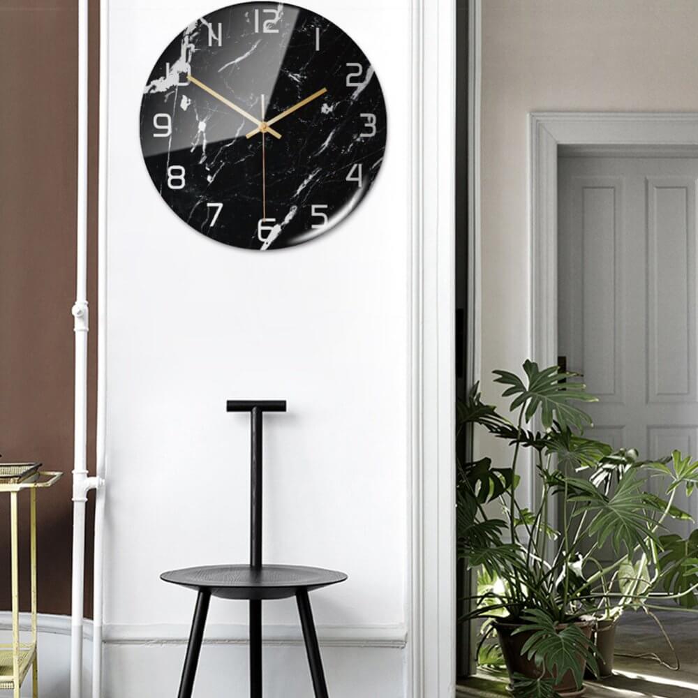 Lampa Stołowa Marmurowa LED z Zegarem – Smukły Design