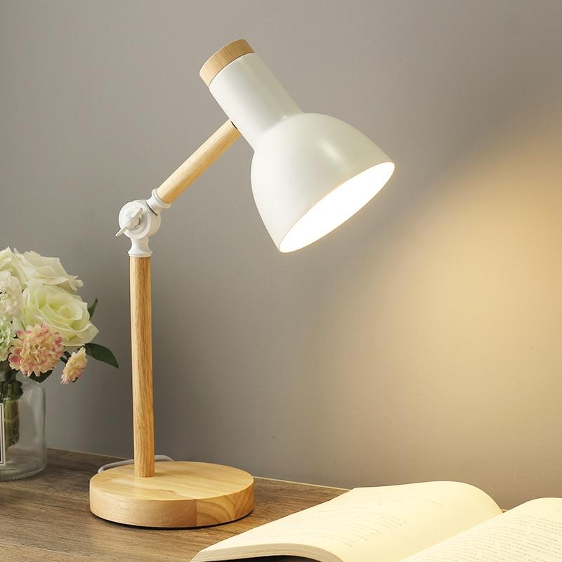 Lampa Stołowa Nordic z Drewnem i Regulacją – Nowoczesny Styl