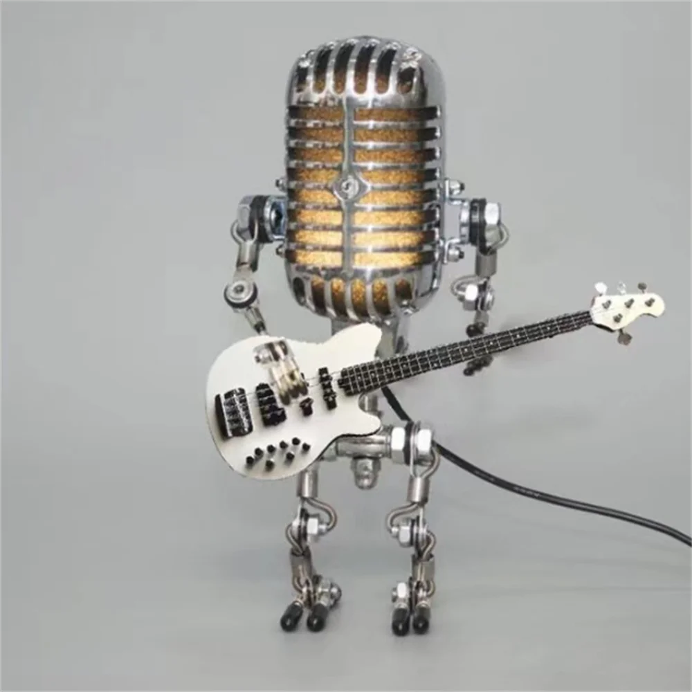 Lampa Stołowa Robot z Gitarą - Designerska Dekoracja LED