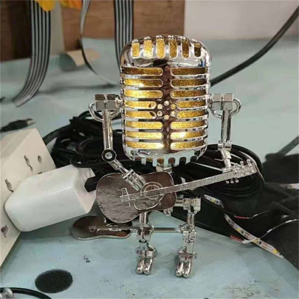Lampa Stołowa Robot z Gitarą - Designerska Dekoracja LED