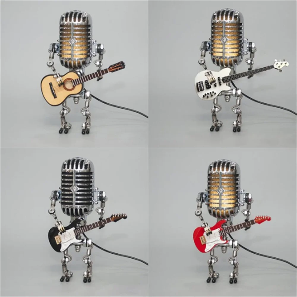 Lampa Stołowa Robot z Gitarą - Designerska Dekoracja LED