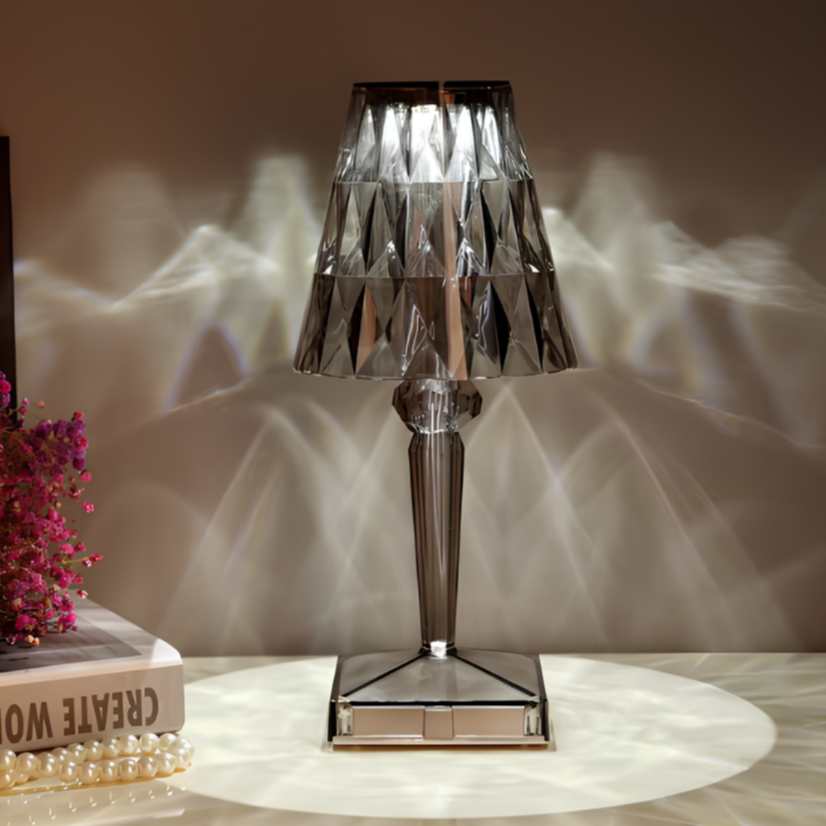 Lampa stołowa styl kryształowy z dotykowym sterowaniem eleganckie światło wall light