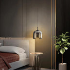Lampa sufitowa wisząca czarne szkło styl nordycki nowoczesny dom