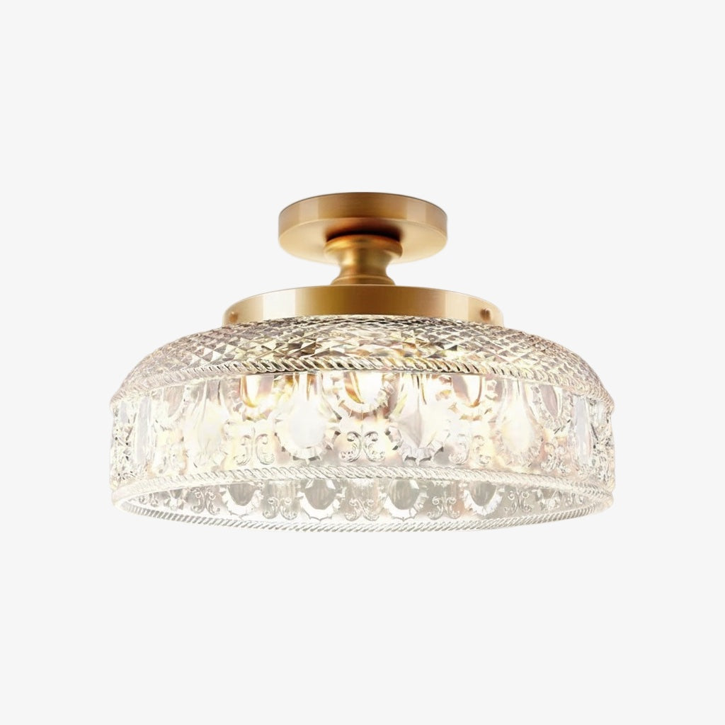 Lampa sufitowa z żebrowanego szkła z metalową oprawą – minimalistyczne oświetlenie do sypialni i korytarza