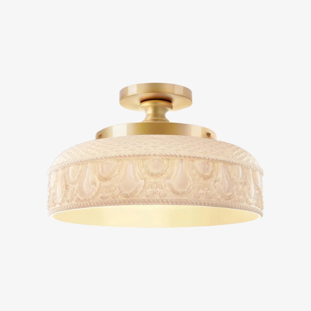 Lampa sufitowa z żebrowanego szkła z metalową oprawą – minimalistyczne oświetlenie do sypialni i korytarza