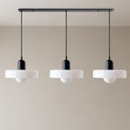 Lampa wisząca Bauhaus z 3 kloszami — kolorowe szkło, żarówki G9, ciepła biel