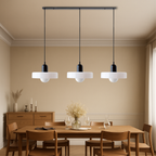 Lampa wisząca Bauhaus z 3 kloszami — kolorowe szkło, żarówki G9, ciepła biel