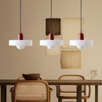 Lampa wisząca Bauhaus z 3 kloszami — kolorowe szkło, żarówki G9, ciepła biel