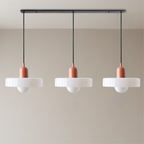 Lampa wisząca Bauhaus z 3 kloszami — kolorowe szkło, żarówki G9, ciepła biel