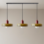 Lampa wisząca Bauhaus z 3 kloszami — kolorowe szkło, żarówki G9, ciepła biel