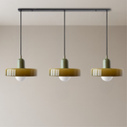 Lampa wisząca Bauhaus z 3 kloszami — kolorowe szkło, żarówki G9, ciepła biel