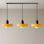 Lampa wisząca Bauhaus z 3 kloszami — kolorowe szkło, żarówki G9, ciepła biel