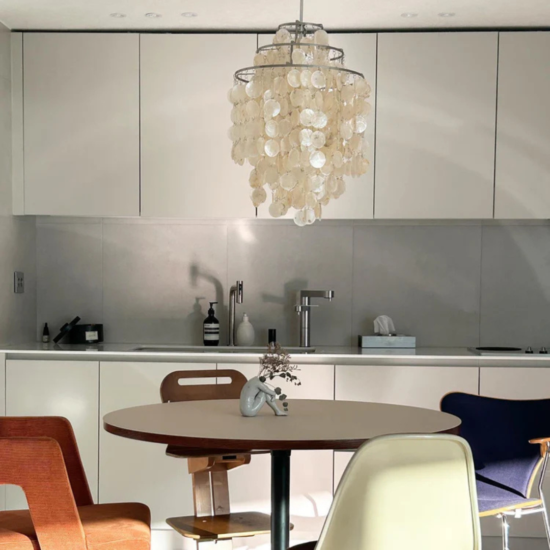 Lampa Wisząca Muszelkowa w Stylu Vintage – Złota/Chrom