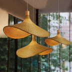 Lampa wisząca | Ręcznie pleciony klosz z bambusa | Ciepłe światło otoczenia