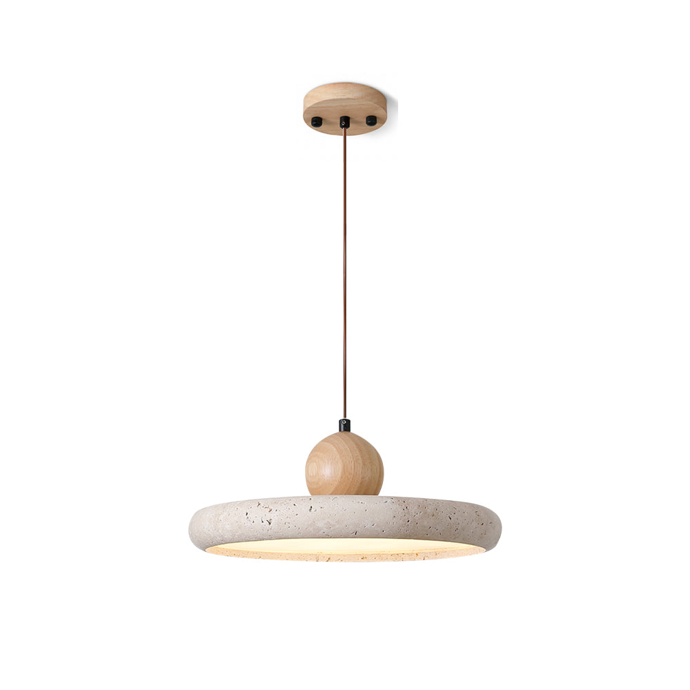Lampa Wisząca Siyane z Trawertynu i Drewna – Eleganckie Oświetlenie