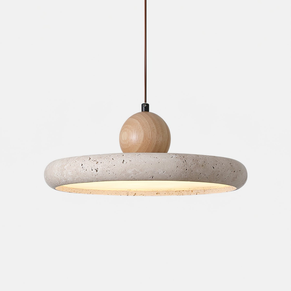Lampa Wisząca Siyane z Trawertynu i Drewna – Eleganckie Oświetlenie