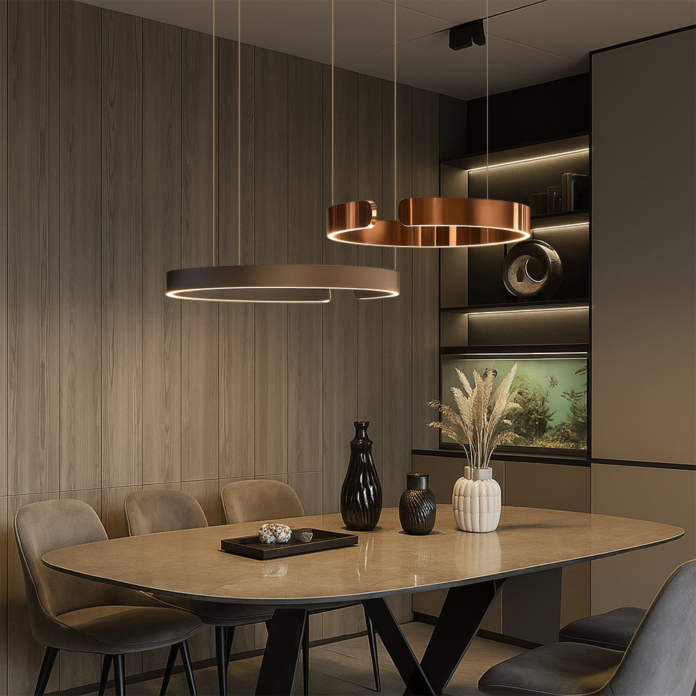 Lampa wisząca z pierścieniem LED do jadalni – nowoczesna oprawa sufitowa