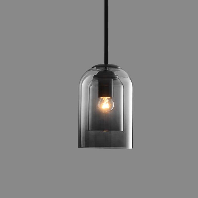 Lampa wisząca z podwójnym szkłem z połowy wieku do jadalni i salonów