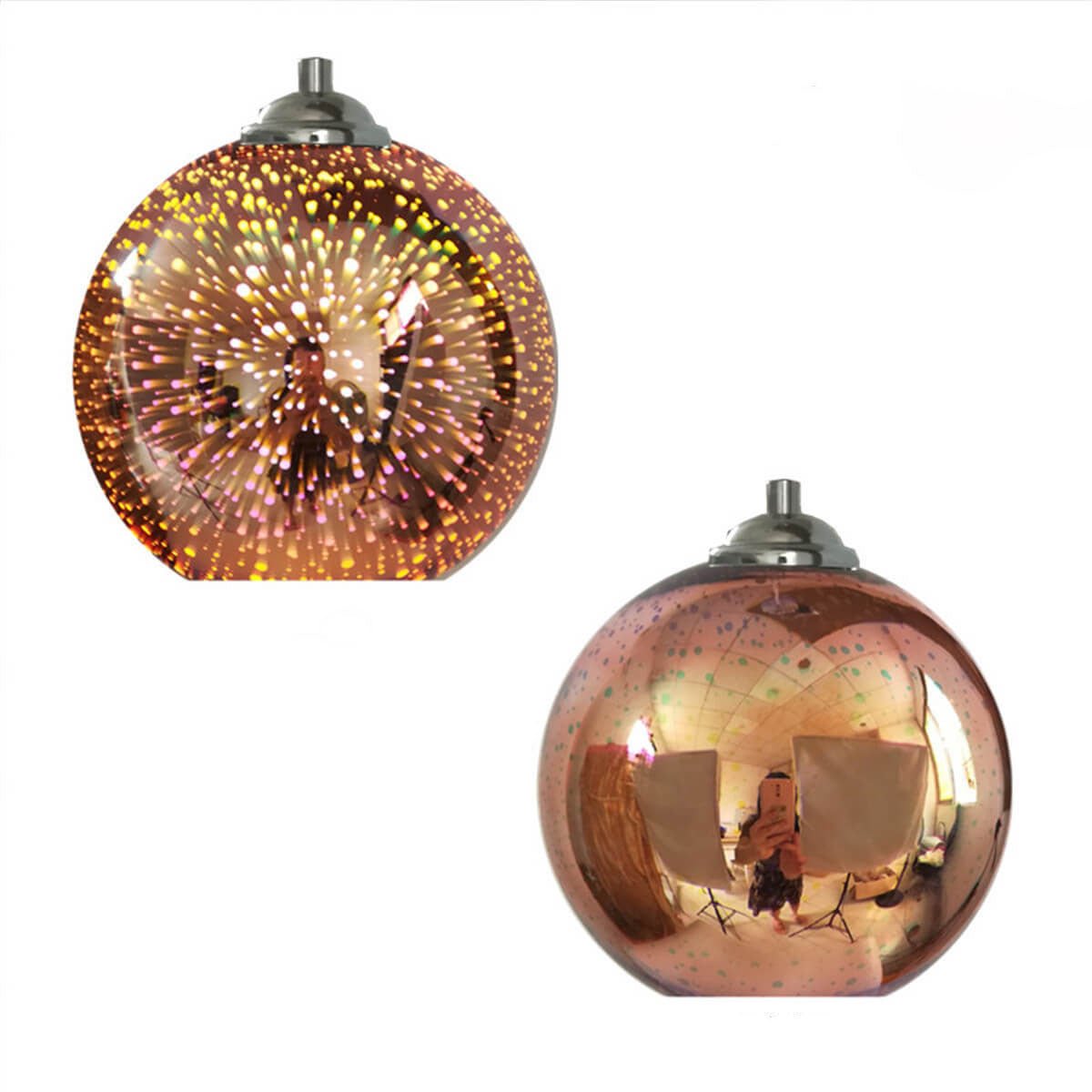 Lampa wisząca ze szklanym kloszem - przestrzenny efekt fajerwerków