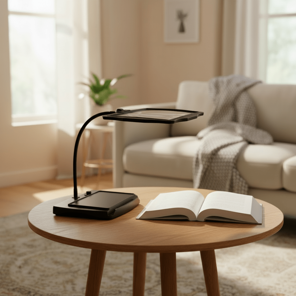 Lampa z lupą biurkową 3x i 12 diodami LED - giętkie ramię, akumulator