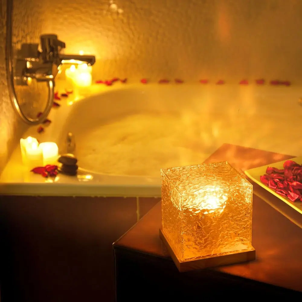 Lampka Nocna LED Kostka z Efektem Zorzy Polarnej – Zmień Kolory