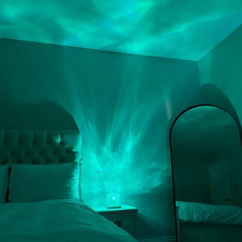 Lampka Nocna LED Kostka z Efektem Zorzy Polarnej – Zmień Kolory