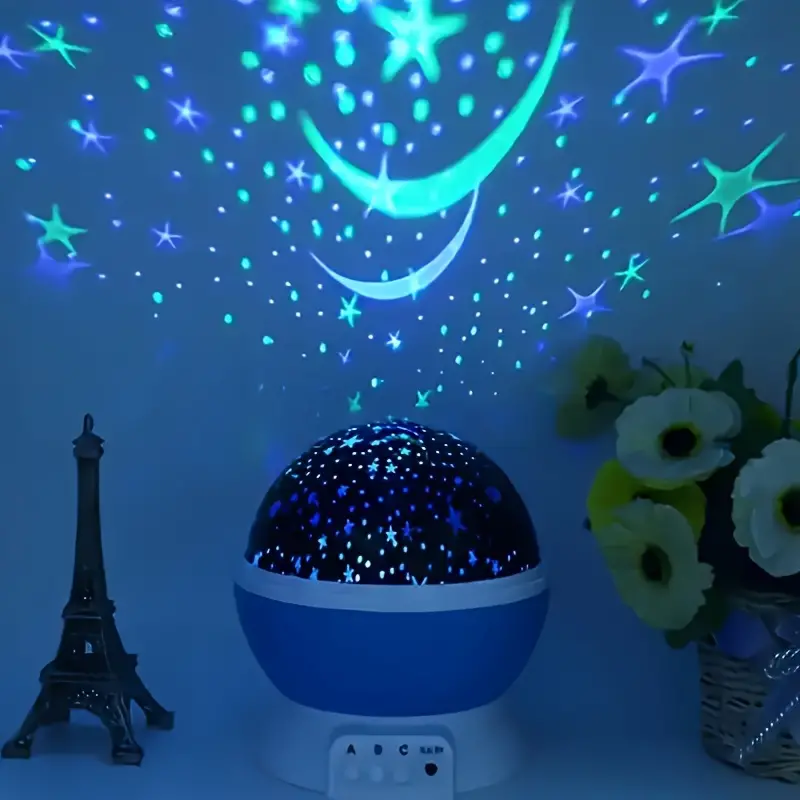 Lampka nocna projektor gwiazd z obrotową kopułą