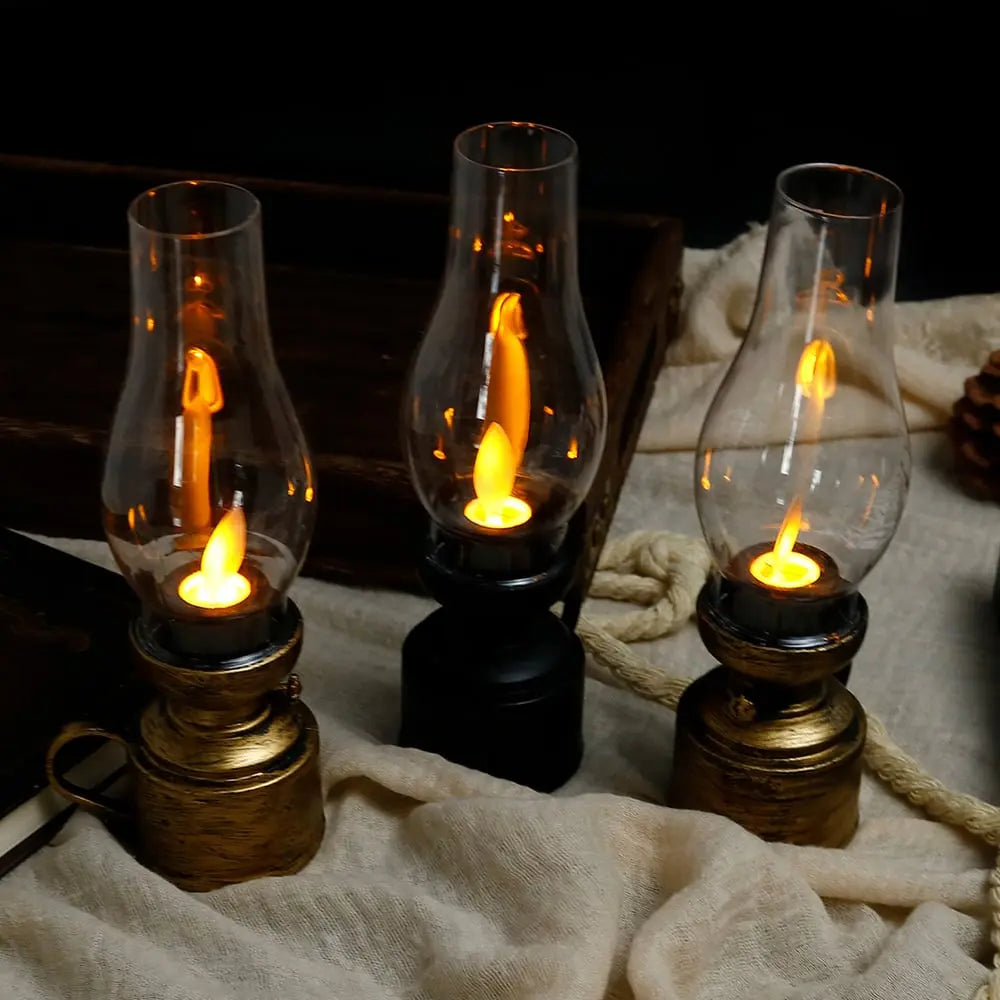 Latarnia LED w stylu vintage z migoczącym światłem, bezprzewodowa, bezpieczna dekoracja