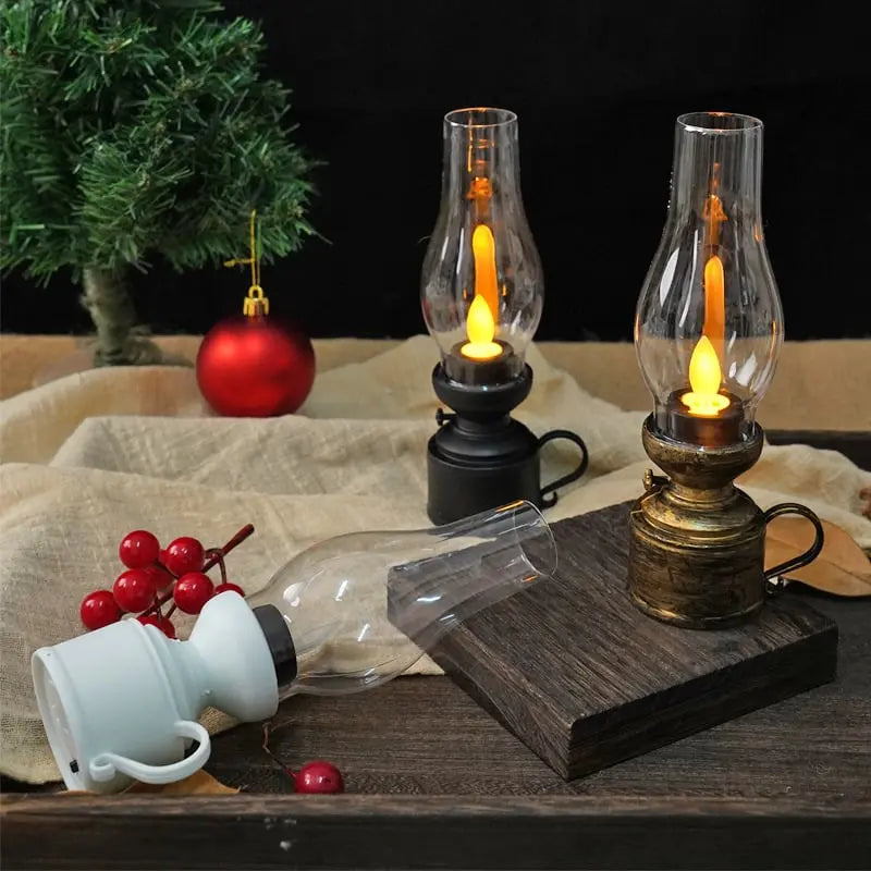 Latarnia LED w stylu vintage z migoczącym światłem, bezprzewodowa, bezpieczna dekoracja