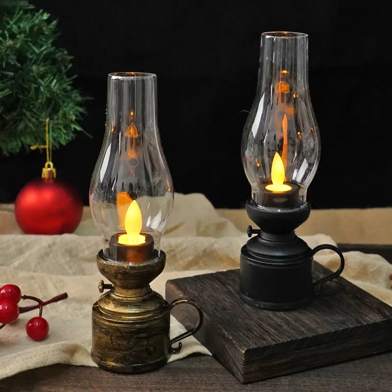Latarnia LED w stylu vintage z migoczącym światłem, bezprzewodowa, bezpieczna dekoracja