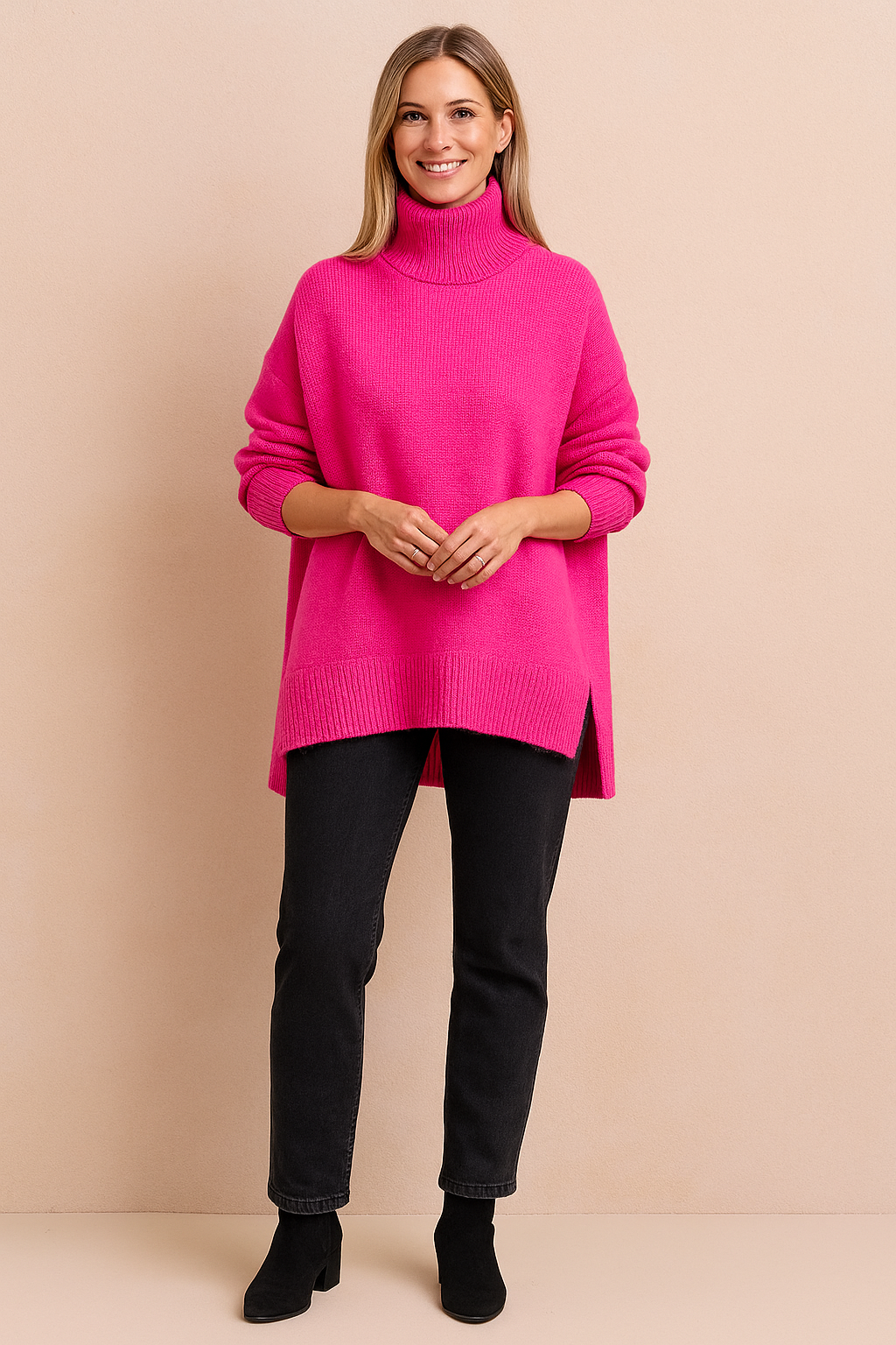 Lena | Sweter z krótkim rękawem i szerokim golfem