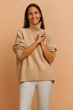 Lena | Sweter z krótkim rękawem i szerokim golfem