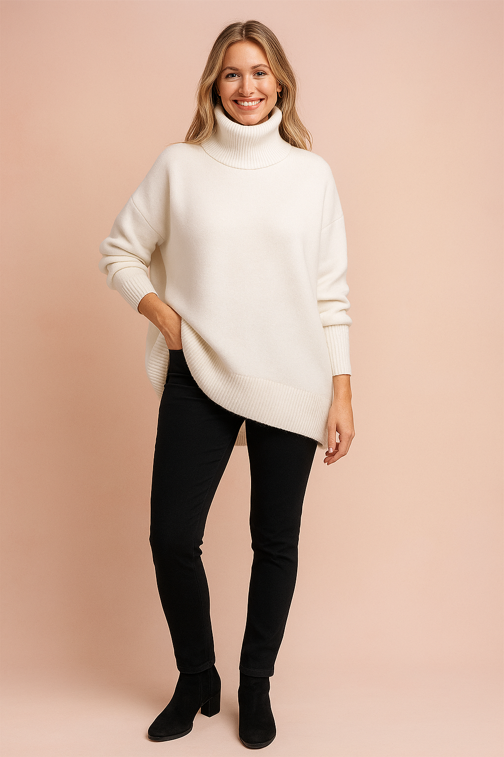Lena | Sweter z krótkim rękawem i szerokim golfem