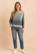 Lidia | Sweter z geometrycznym ombre wzorem