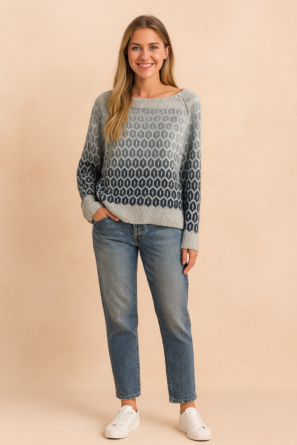 Lidia | Sweter z geometrycznym ombre wzorem