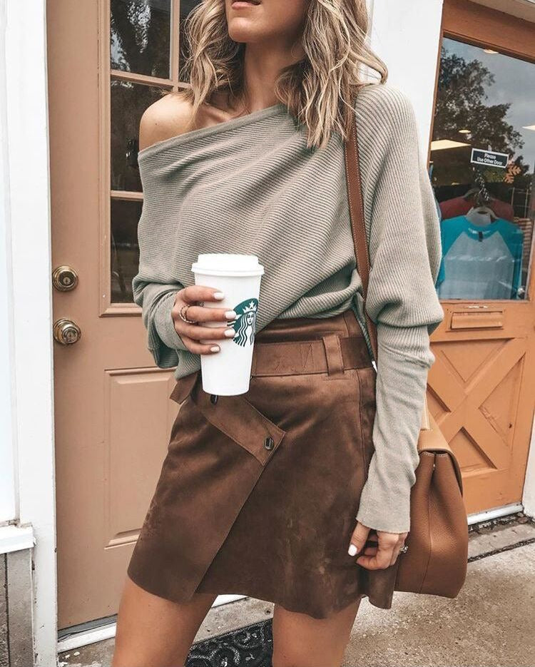 Lidia | Sweter z odkrytym ramieniem
