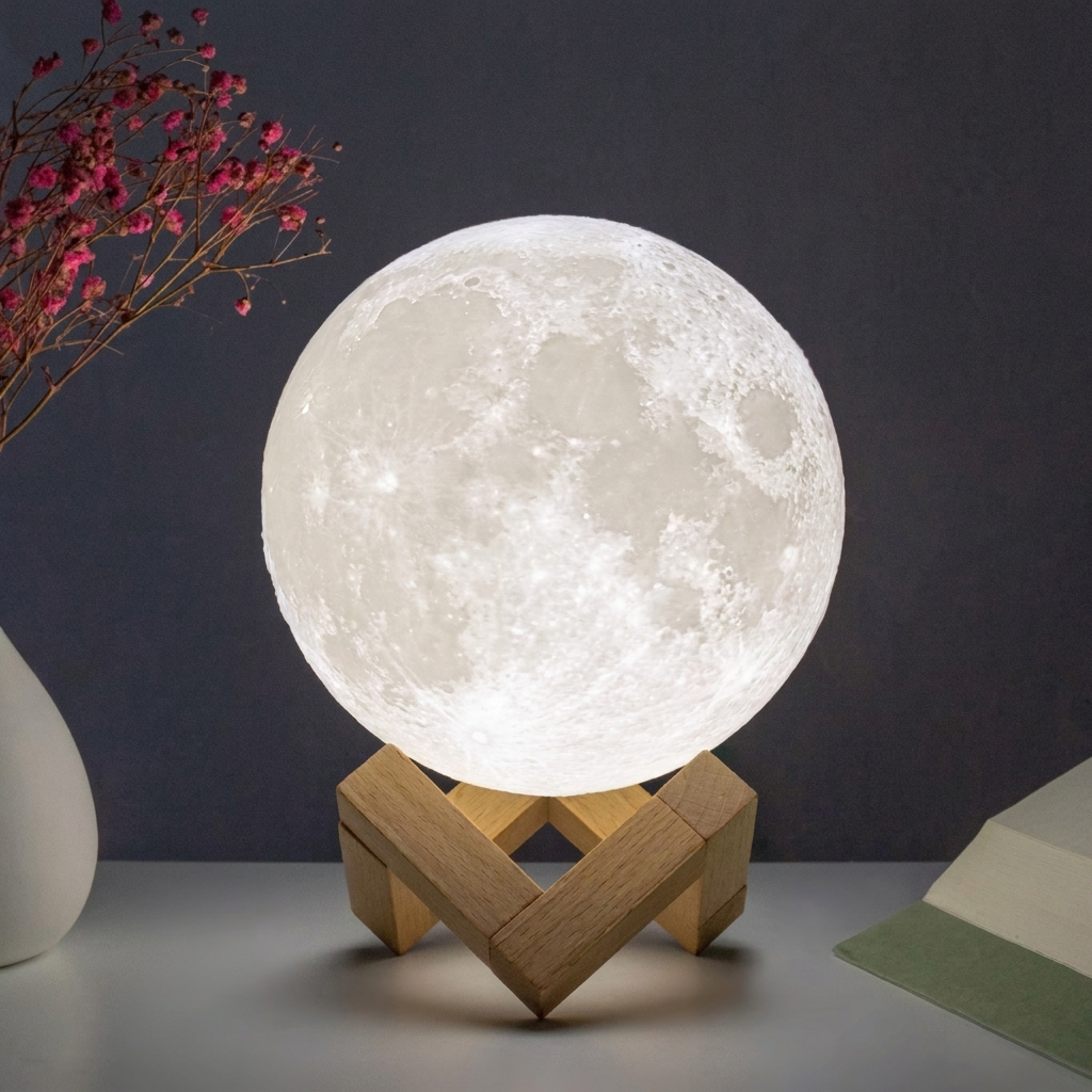 Lampka nocna LED w kształcie księżyca 8 cm na baterie do dekoracji domu