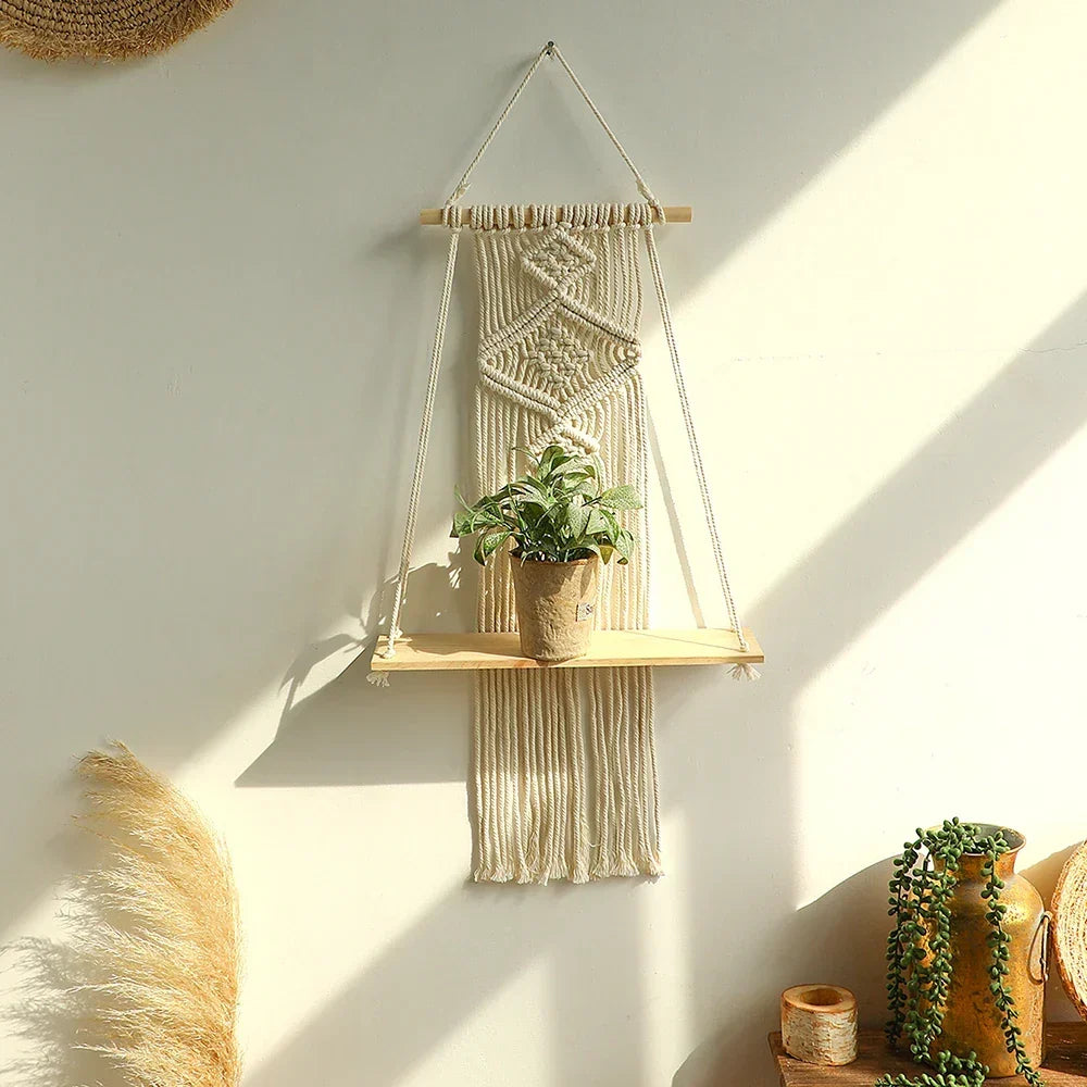 Makramowa Półka Ścienna Boho – Dekoracja i Funkcjonalność