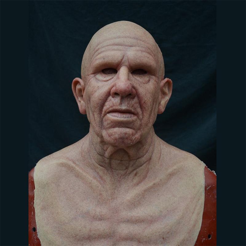 Maska staruszka, realistyczna lateksowa maska na całą głowę dla dorosłych, pomarszczona maska grozy na imprezy i cosplay