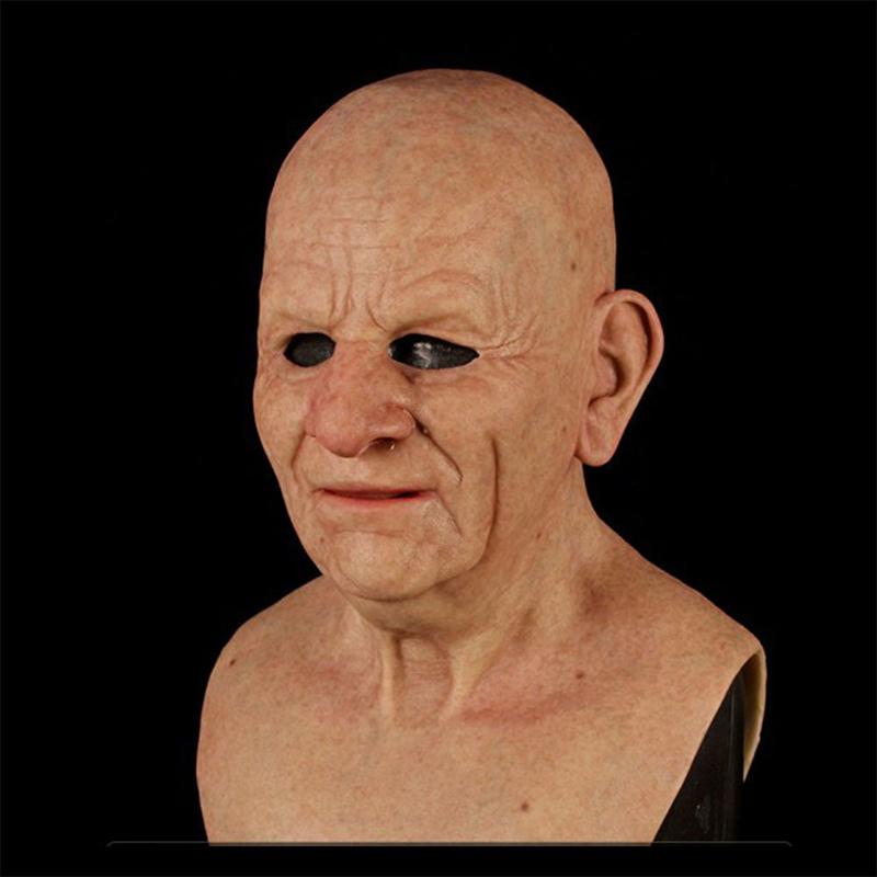 Maska staruszka, realistyczna lateksowa maska na całą głowę dla dorosłych, pomarszczona maska grozy na imprezy i cosplay