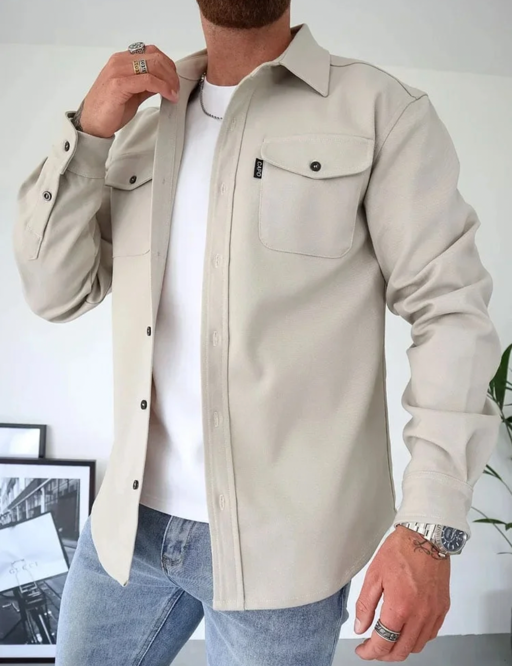Męska kurtka koszulowa casual do warstwowego noszenia