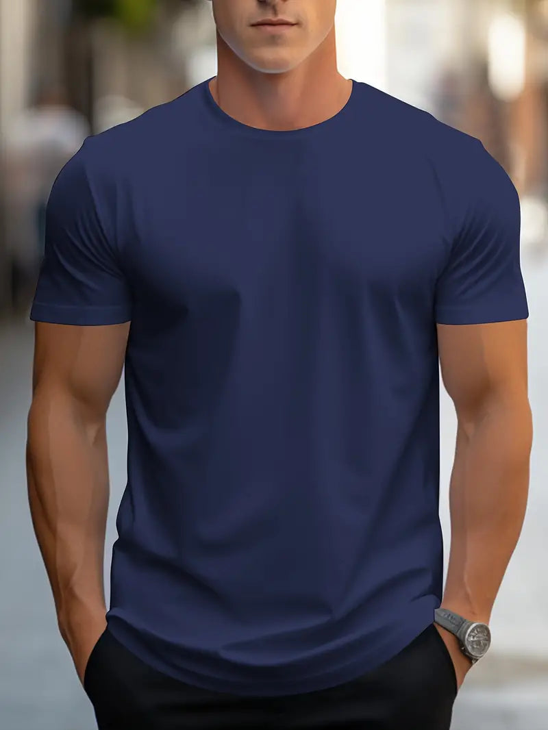 Męski t-shirt slim fit z okrągłym dekoltem – codzienny styl