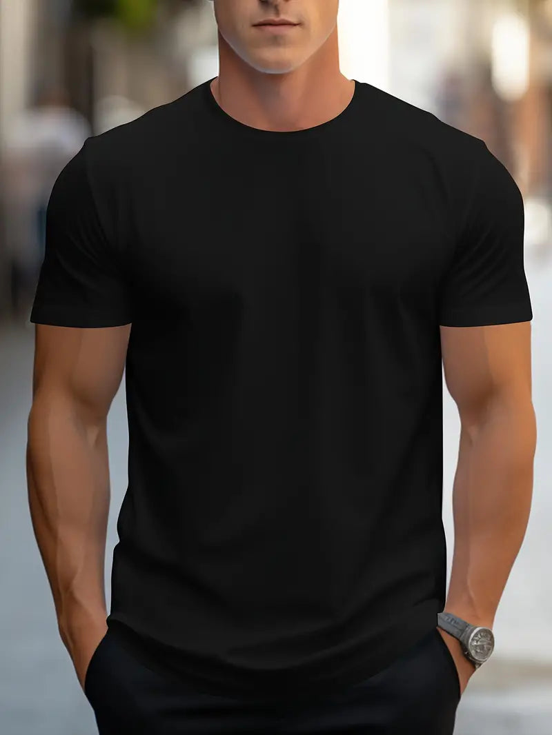Męski t-shirt slim fit z okrągłym dekoltem – codzienny styl