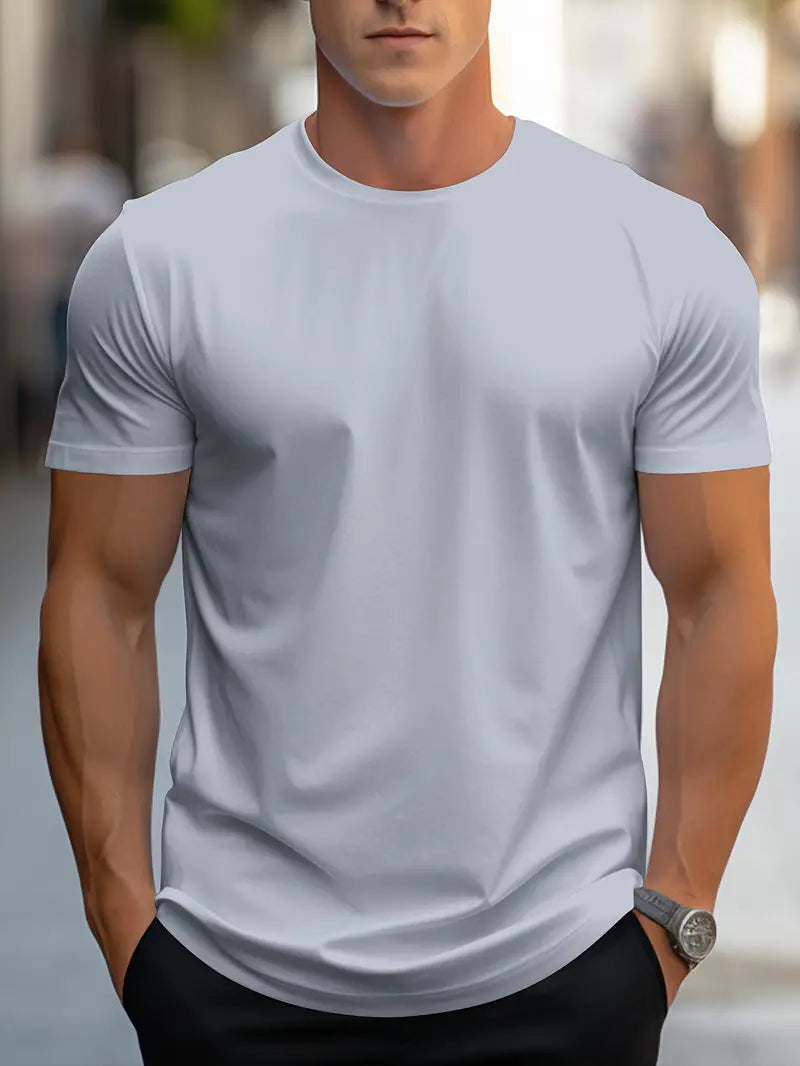 Męski t-shirt slim fit z okrągłym dekoltem – codzienny styl