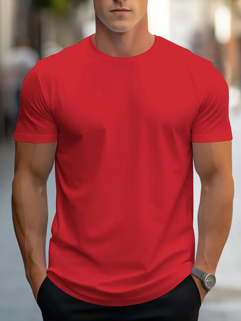 Męski t-shirt slim fit z okrągłym dekoltem – codzienny styl