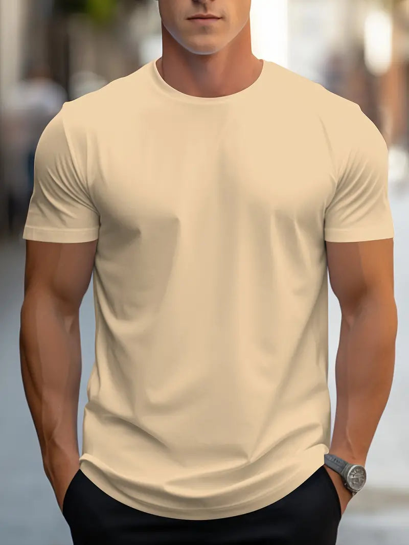 Męski t-shirt slim fit z okrągłym dekoltem – codzienny styl