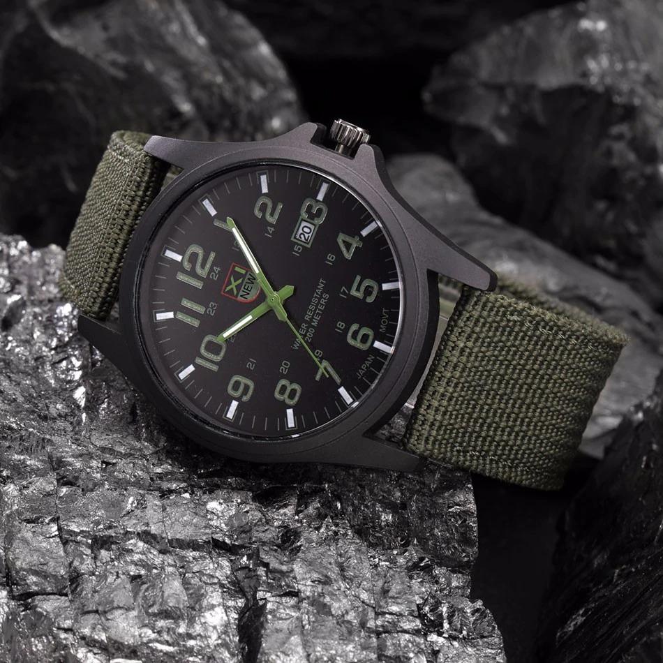 Męski zegarek wojskowy w stylu wodoodpornym z płótna