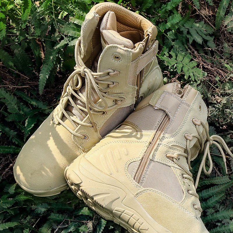 Męskie buty taktyczne z zamkiem bocznym – wysokie buty trekkingowe wojskowe