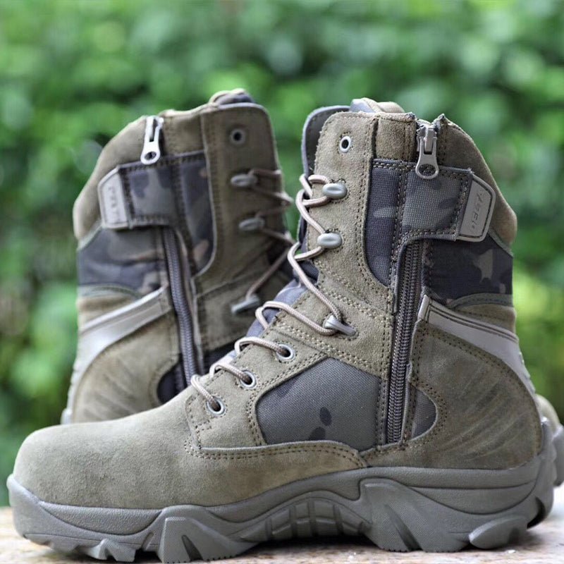 Męskie buty taktyczne z zamkiem bocznym – wysokie buty trekkingowe wojskowe