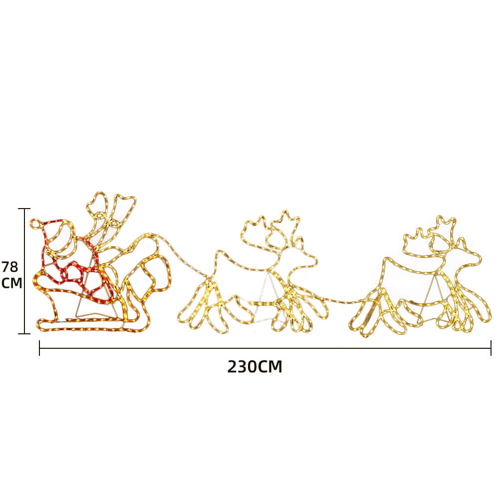 Mikołaj, renifery i sanie – 230 cm z oświetleniem LED